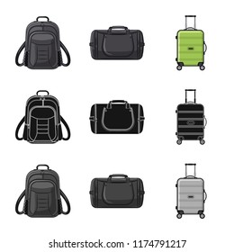 Vector design of suitcase and baggage logo. Set of suitcase and journey stock symbol for web.