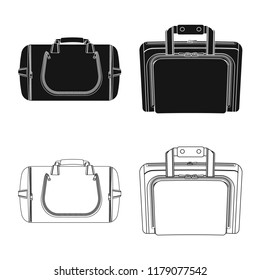 Vector design of suitcase and baggage logo. Set of suitcase and journey stock vector illustration.
