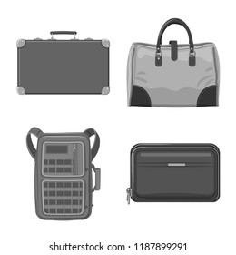 Vector design of suitcase and baggage logo. Collection of suitcase and journey vector icon for stock.
