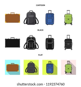 Vector design of suitcase and baggage logo. Set of suitcase and journey stock vector illustration.