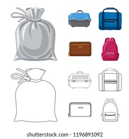 Vector design of suitcase and baggage logo. Set of suitcase and journey stock symbol for web.