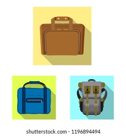 Vector design of suitcase and baggage logo. Set of suitcase and journey stock vector illustration.