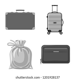 Vector design of suitcase and baggage logo. Collection of suitcase and journey stock vector illustration.