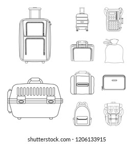 Vector design of suitcase and baggage logo. Collection of suitcase and journey stock vector illustration.