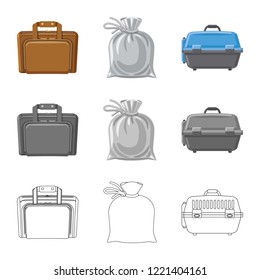 Vector design of suitcase and baggage logo. Set of suitcase and journey stock vector illustration.