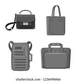 Vector design of suitcase and baggage logo. Collection of suitcase and journey vector icon for stock.