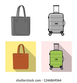 Vector design of suitcase and baggage logo. Set of suitcase and journey stock vector illustration.