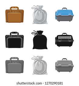 Vector design of suitcase and baggage logo. Set of suitcase and journey vector icon for stock.