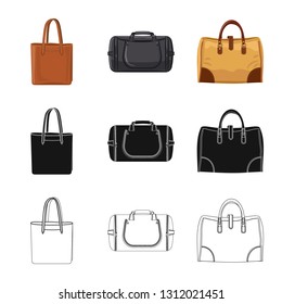 Vector design of suitcase and baggage logo. Set of suitcase and journey stock symbol for web.