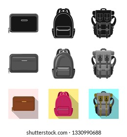 Vector design of suitcase and baggage logo. Set of suitcase and journey vector icon for stock.