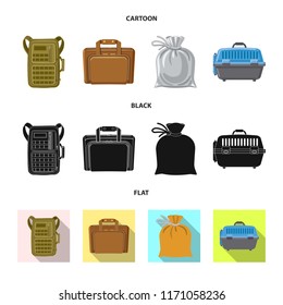 Vector design of suitcase and baggage sign. Set of suitcase and journey stock vector illustration.