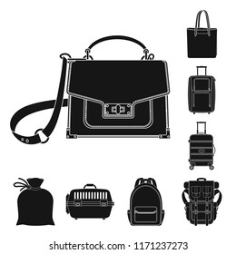 Vector design of suitcase and baggage sign. Collection of suitcase and journey stock vector illustration.