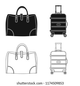 Vector design of suitcase and baggage sign. Collection of suitcase and journey vector icon for stock.