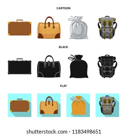 Vector design of suitcase and baggage sign. Collection of suitcase and journey stock vector illustration.