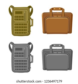 Vector design of suitcase and baggage sign. Set of suitcase and journey stock vector illustration.