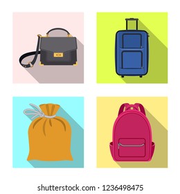 Vector design of suitcase and baggage sign. Collection of suitcase and journey stock vector illustration.