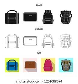 Vector design of suitcase and baggage sign. Collection of suitcase and journey stock vector illustration.