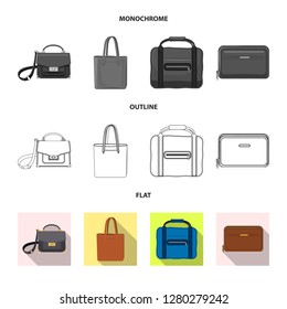 Vector design of suitcase and baggage sign. Collection of suitcase and journey stock vector illustration.