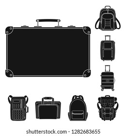 Vector design of suitcase and baggage sign. Set of suitcase and journey stock vector illustration.