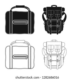 Vector design of suitcase and baggage sign. Set of suitcase and journey vector icon for stock.