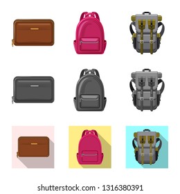 Vector design of suitcase and baggage sign. Collection of suitcase and journey vector icon for stock.
