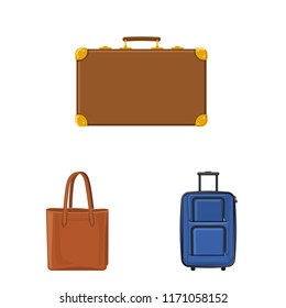 Vector design of suitcase and baggage symbol. Collection of suitcase and journey stock vector illustration.