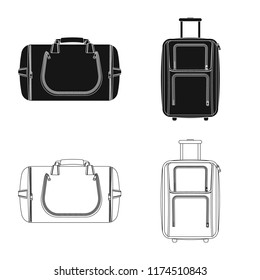Vector design of suitcase and baggage symbol. Set of suitcase and journey stock vector illustration.