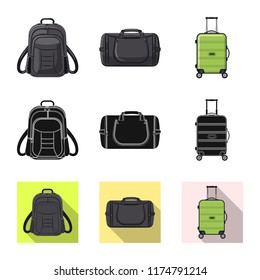 Vector design of suitcase and baggage symbol. Collection of suitcase and journey stock vector illustration.