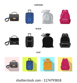 Vector design of suitcase and baggage symbol. Collection of suitcase and journey vector icon for stock.