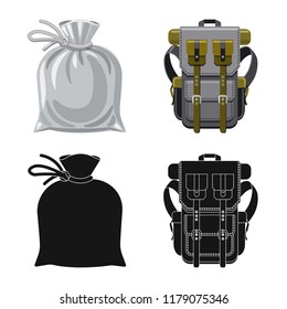 Vector design of suitcase and baggage symbol. Collection of suitcase and journey stock vector illustration.