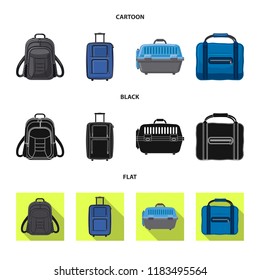 Vector design of suitcase and baggage symbol. Collection of suitcase and journey vector icon for stock.