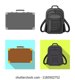Vector design of suitcase and baggage symbol. Collection of suitcase and journey stock symbol for web.