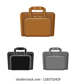Vector design of suitcase and baggage symbol. Collection of suitcase and journey stock symbol for web.
