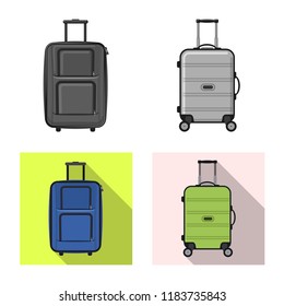 Vector design of suitcase and baggage symbol. Set of suitcase and journey vector icon for stock.