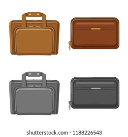 Vector design of suitcase and baggage symbol. Collection of suitcase and journey vector icon for stock.