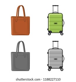 Vector design of suitcase and baggage symbol. Collection of suitcase and journey stock symbol for web.