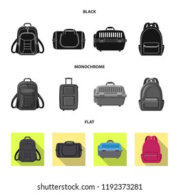 Vector design of suitcase and baggage symbol. Collection of suitcase and journey vector icon for stock.