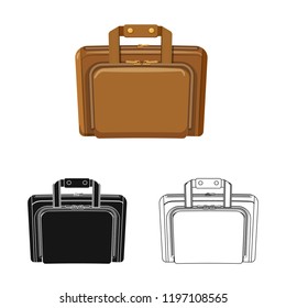 Vector design of suitcase and baggage symbol. Set of suitcase and journey vector icon for stock.