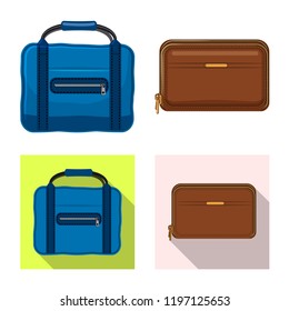 Vector design of suitcase and baggage symbol. Set of suitcase and journey stock vector illustration.