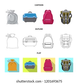 Vector design of suitcase and baggage symbol. Set of suitcase and journey stock symbol for web.