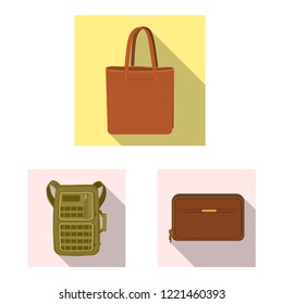 Vector design of suitcase and baggage symbol. Collection of suitcase and journey stock vector illustration.