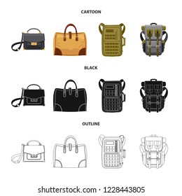 Vector design of suitcase and baggage symbol. Set of suitcase and journey stock vector illustration.