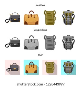 Vector design of suitcase and baggage symbol. Collection of suitcase and journey stock symbol for web.