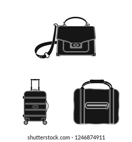 Vector design of suitcase and baggage symbol. Set of suitcase and journey stock vector illustration.