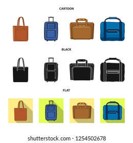 Vector design of suitcase and baggage symbol. Collection of suitcase and journey vector icon for stock.