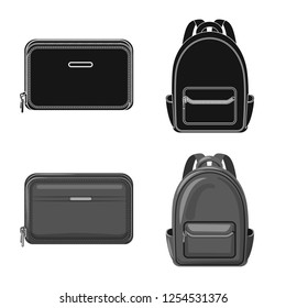 Vector design of suitcase and baggage symbol. Set of suitcase and journey stock vector illustration.