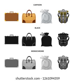 Vector design of suitcase and baggage symbol. Set of suitcase and journey stock symbol for web.