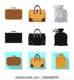 Vector design of suitcase and baggage symbol. Collection of suitcase and journey vector icon for stock.