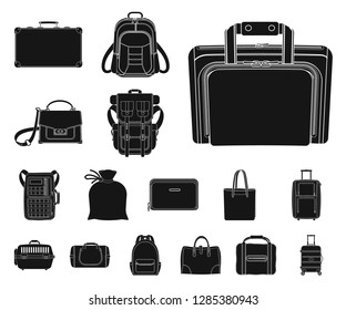 Vector design of suitcase and baggage symbol. Set of suitcase and journey vector icon for stock.