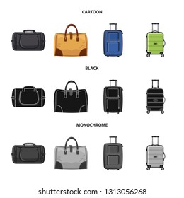 Vector design of suitcase and baggage symbol. Set of suitcase and journey stock vector illustration.